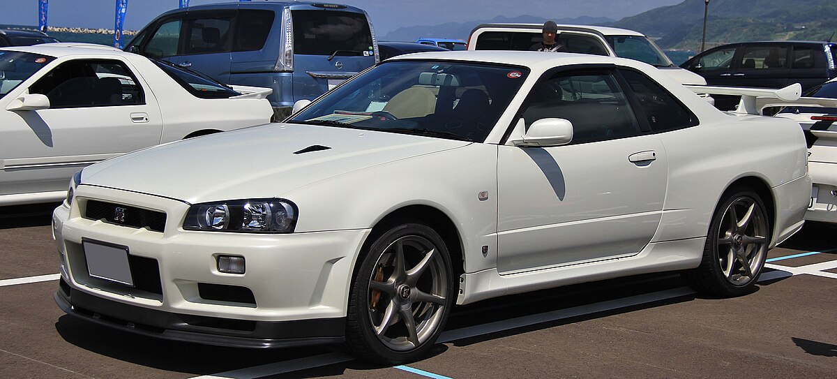 Blue Nissan R34 Skyline GT-R V-Spec II