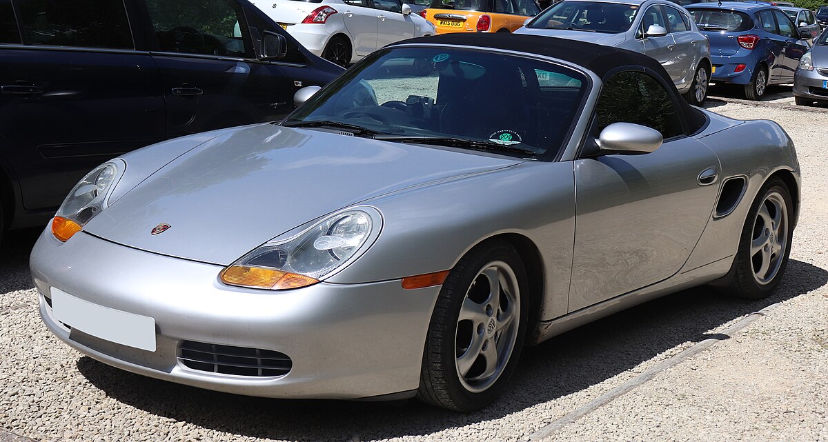 Silver Porsche 986 Boxster front three-quarter view