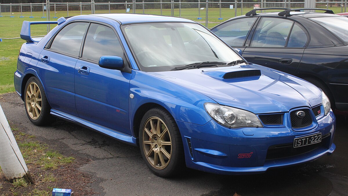 Blue Subaru Impreza WRX STI sedan